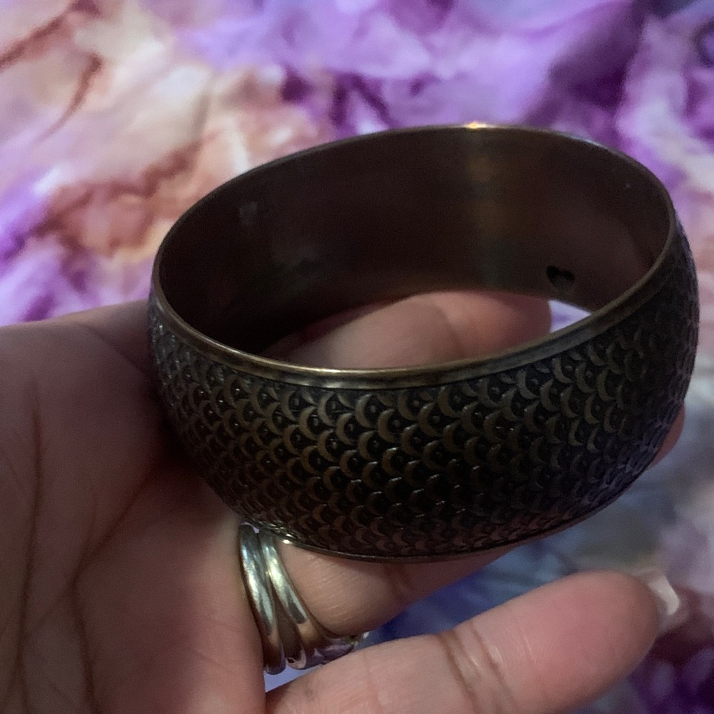 Textured Copper Bangle Bracelet